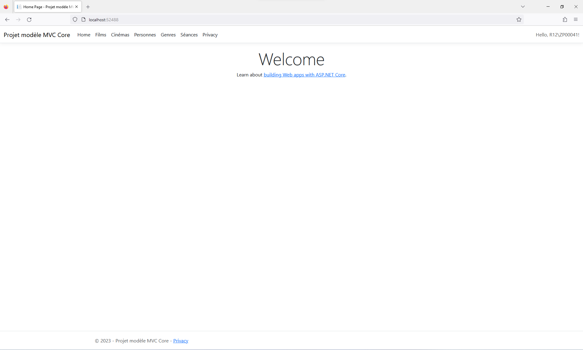 Page d'accueil du projet